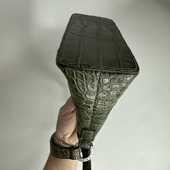 Vintage Tommy Hilfiger Mini Handbag Purse Croc Embossed Faux Leather Y2K Green - Picture 7 of 16